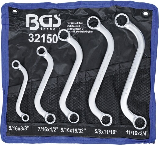 BGS TOOLS S Type - SAE Imperial Double Ring Spanner Set - 3/8&quot; - 3/4&quot;