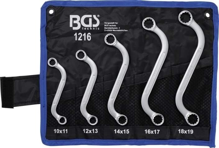 BGS TOOLS Double Ring Spanner Set | S-Type | 10 x 11-18 x 19 mm | 5 pcs.