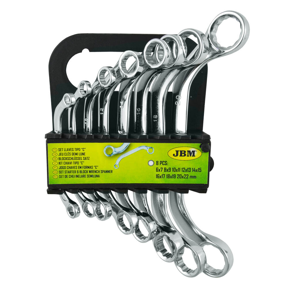 JBM TOOLS 8 PIECES 12-POINT STARTER &amp; BLOCK WRENCH SPANNER SET