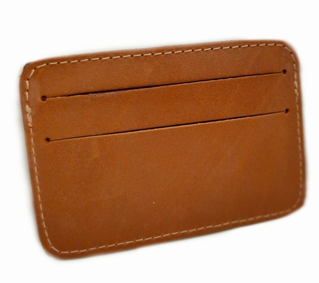 Tarjetero piel color cuero