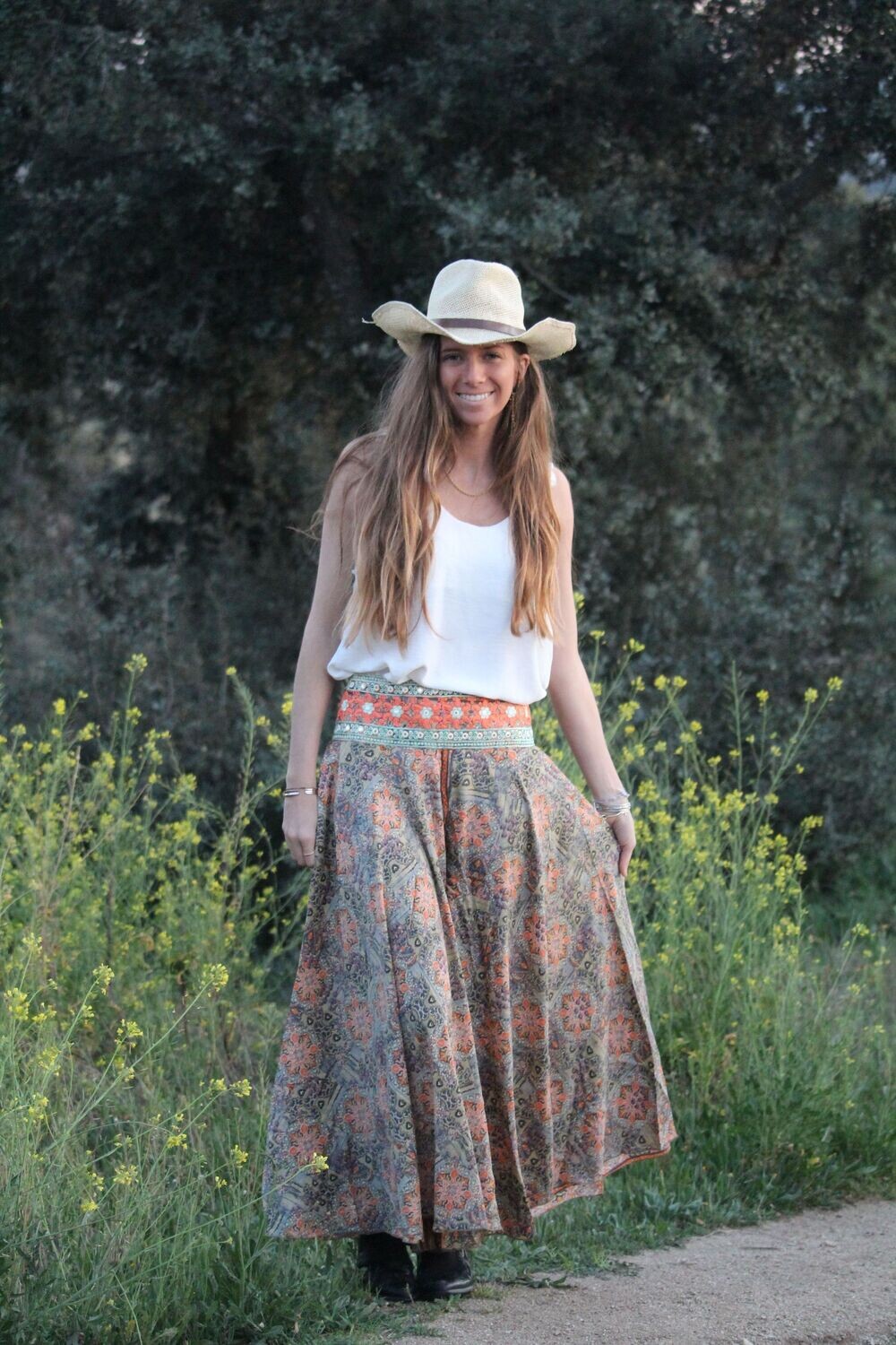 Pantalón  seda Tiaré naranja