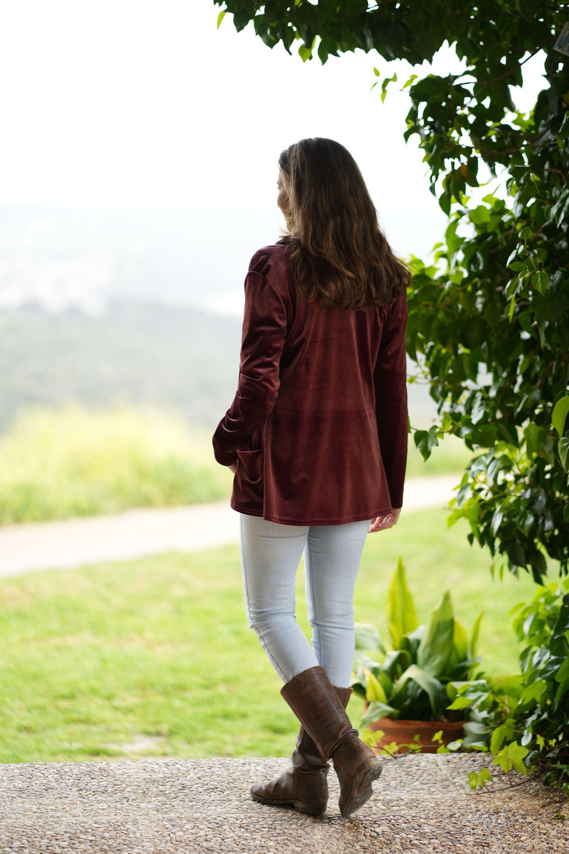 Chaqueta blazier terciopelo color teja