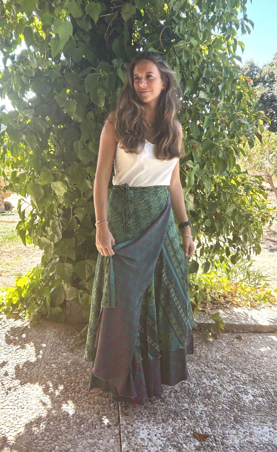 Falda Mandalay azul, verde y fucsia