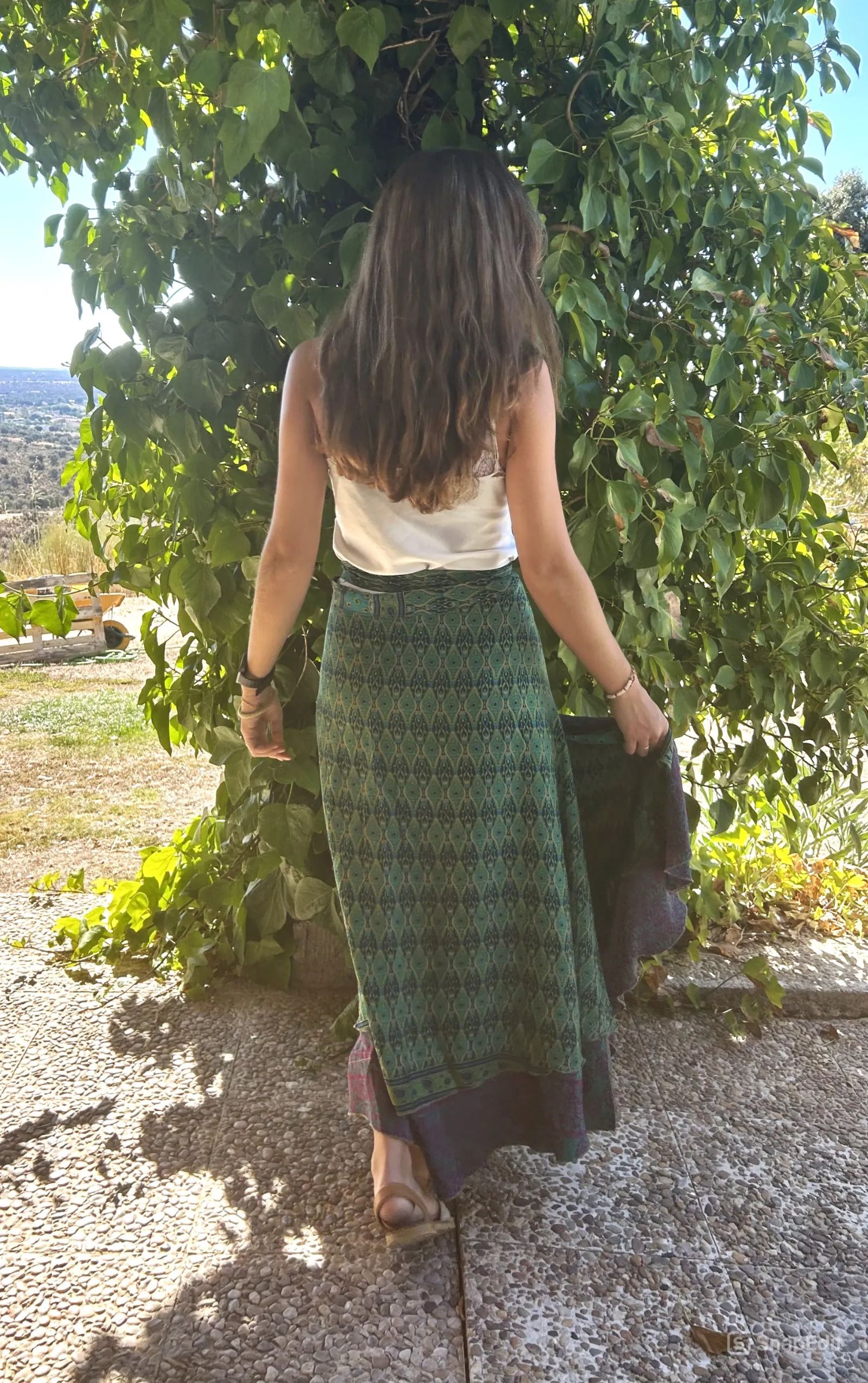 Falda Mandalay azul, verde y fucsia