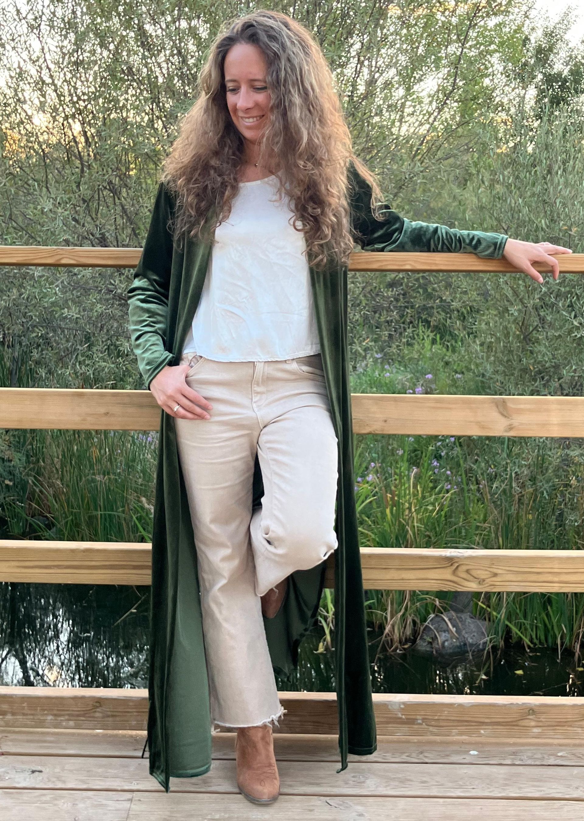 Abrigo largo terciopelo verde