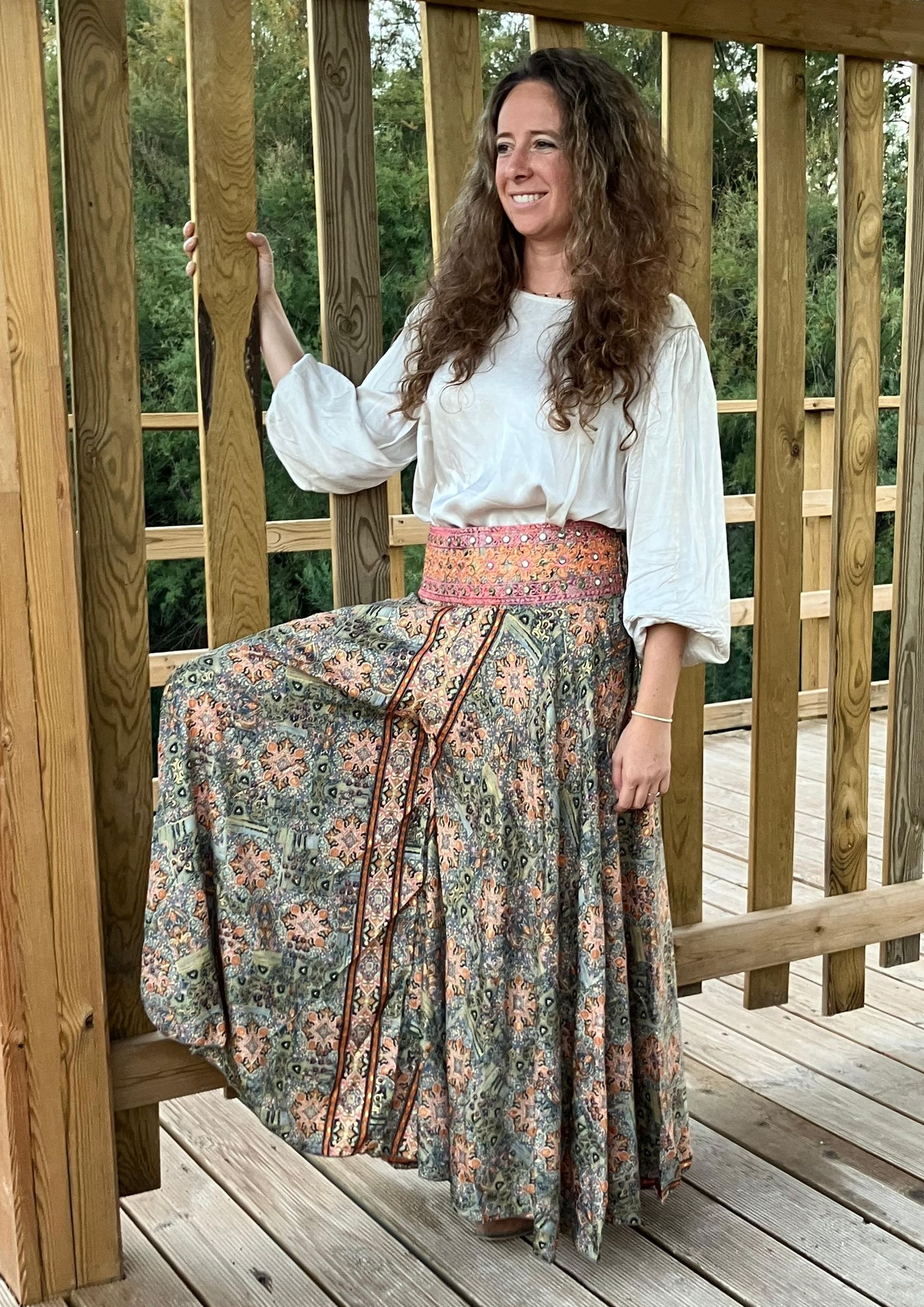 Pantalón  seda Tiaré naranja