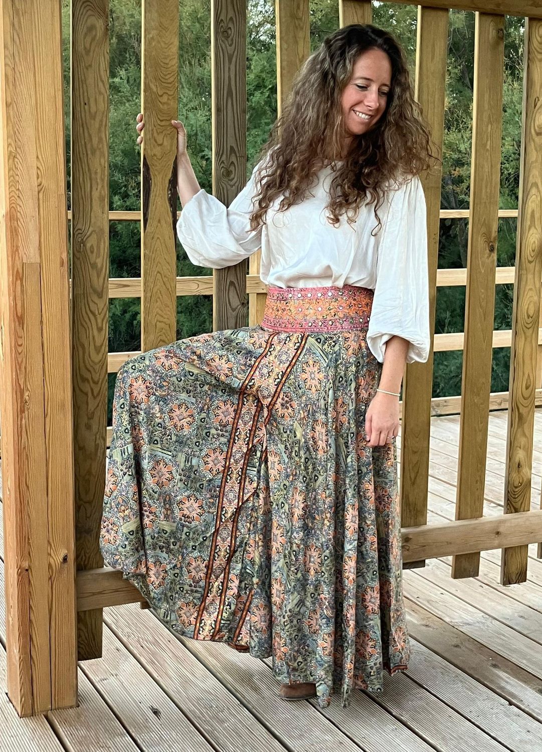 Pantalón  seda Tiaré naranja