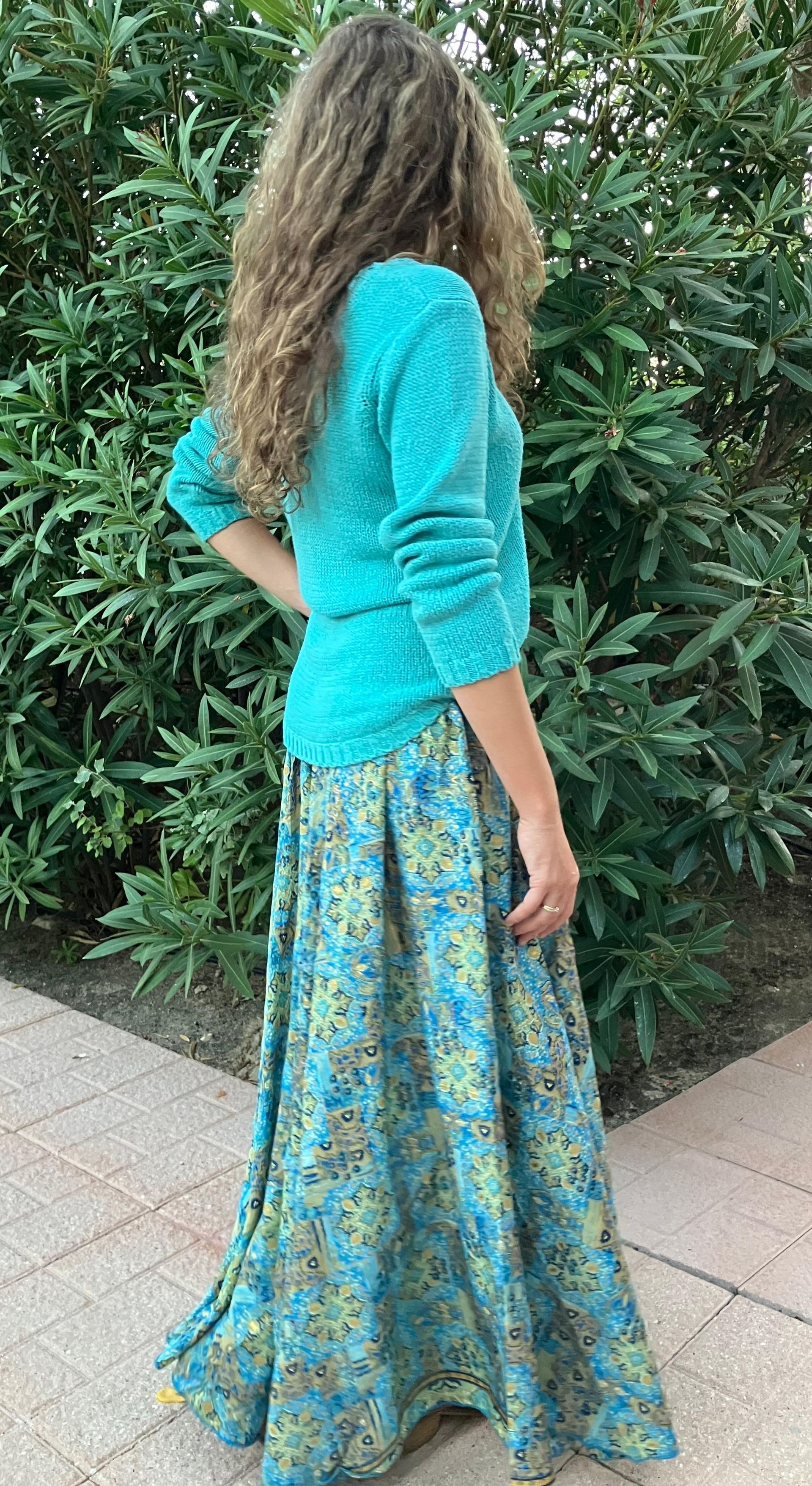Pantalón seda Tiaré azul
