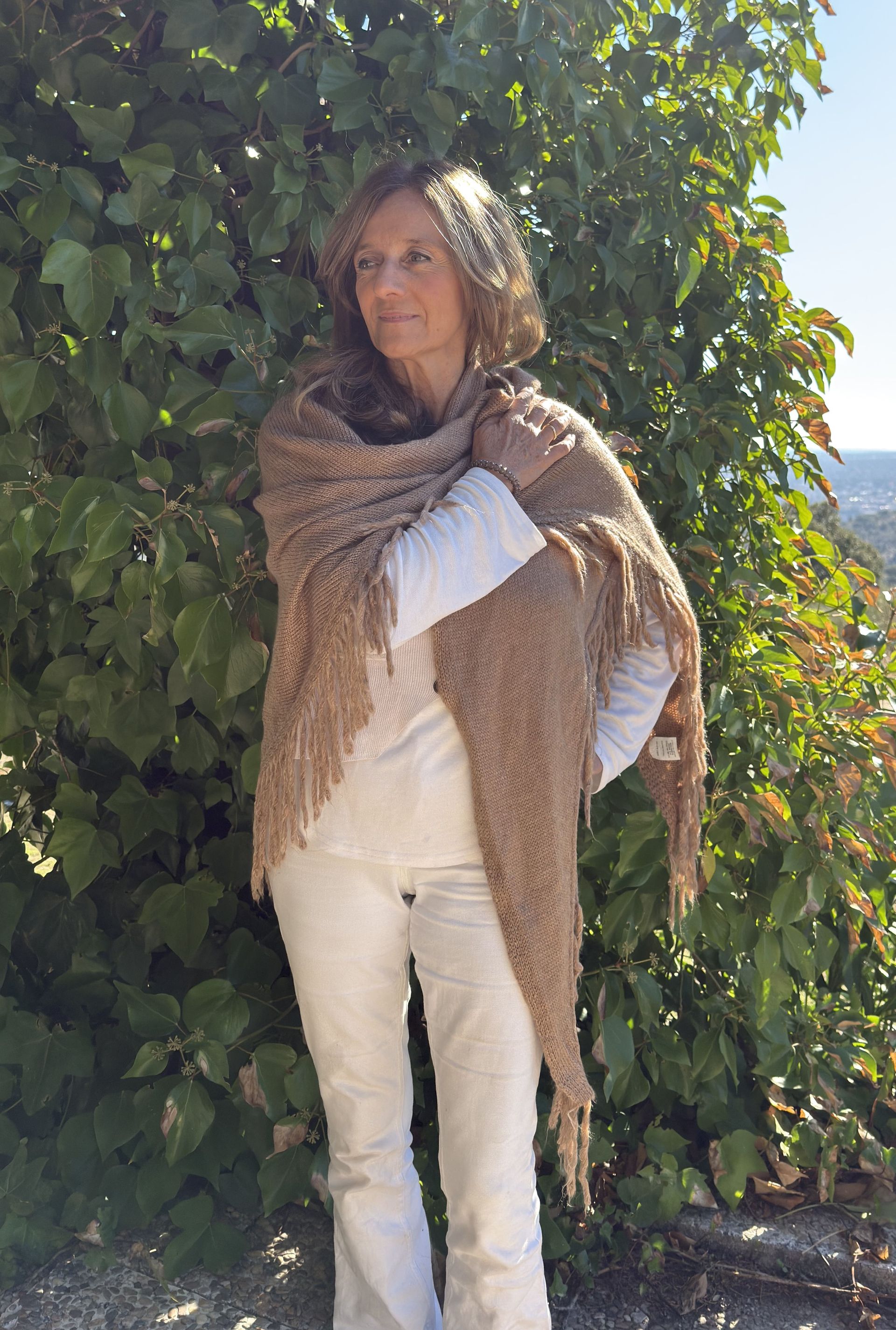 Chal punto  lana beige