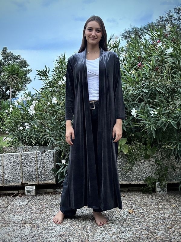 Abrigo terciopelo largo gris