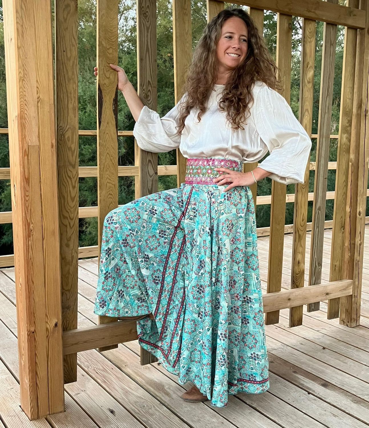 Pantalón seda Tiaré verde agua