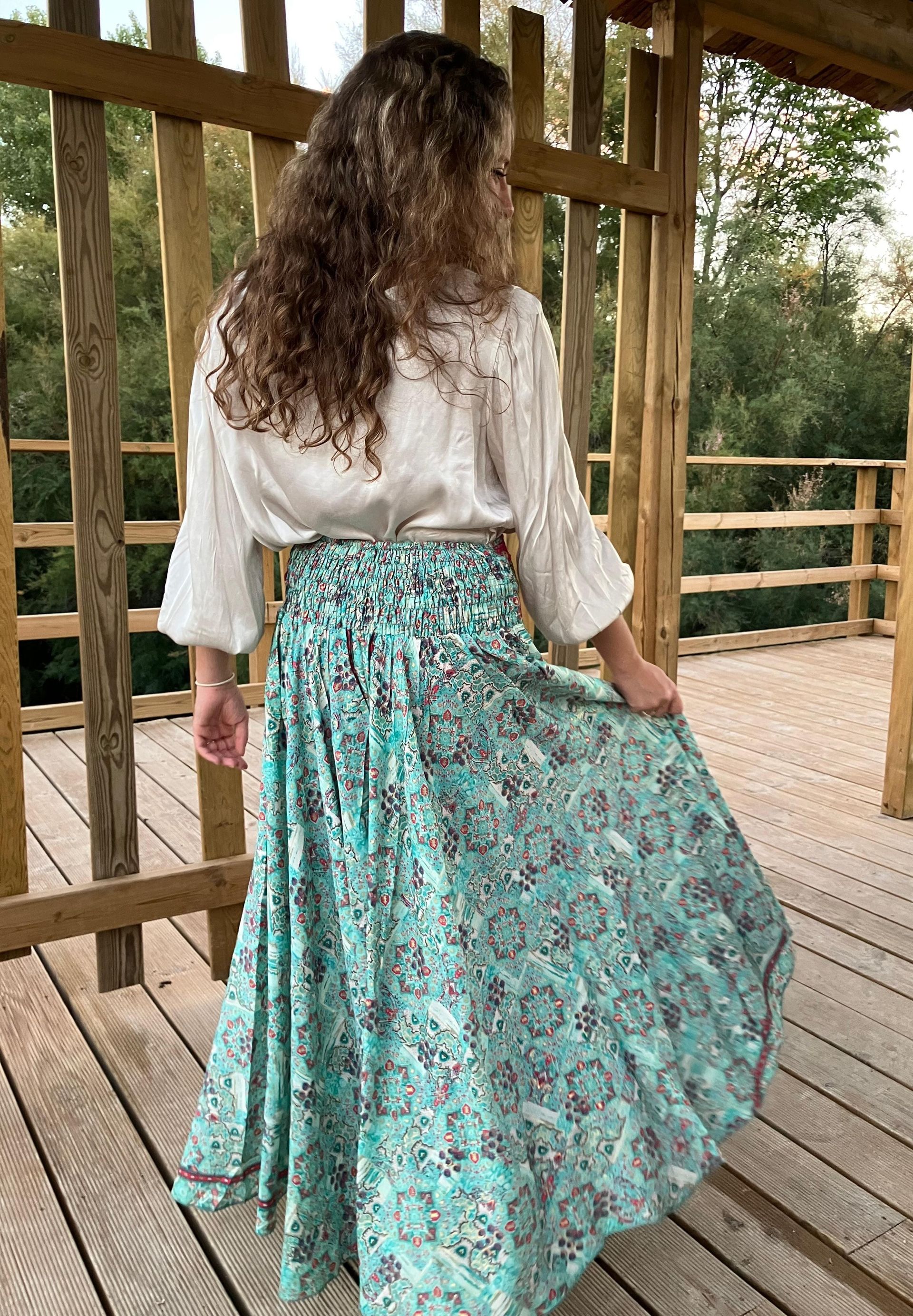 Pantalón seda Tiaré verde agua