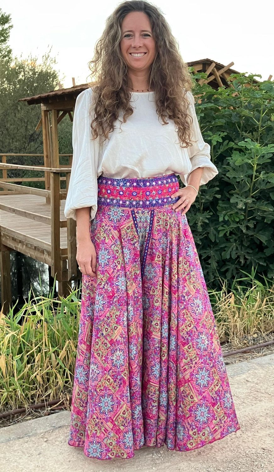 Pantalón seda Tiaré fucsia