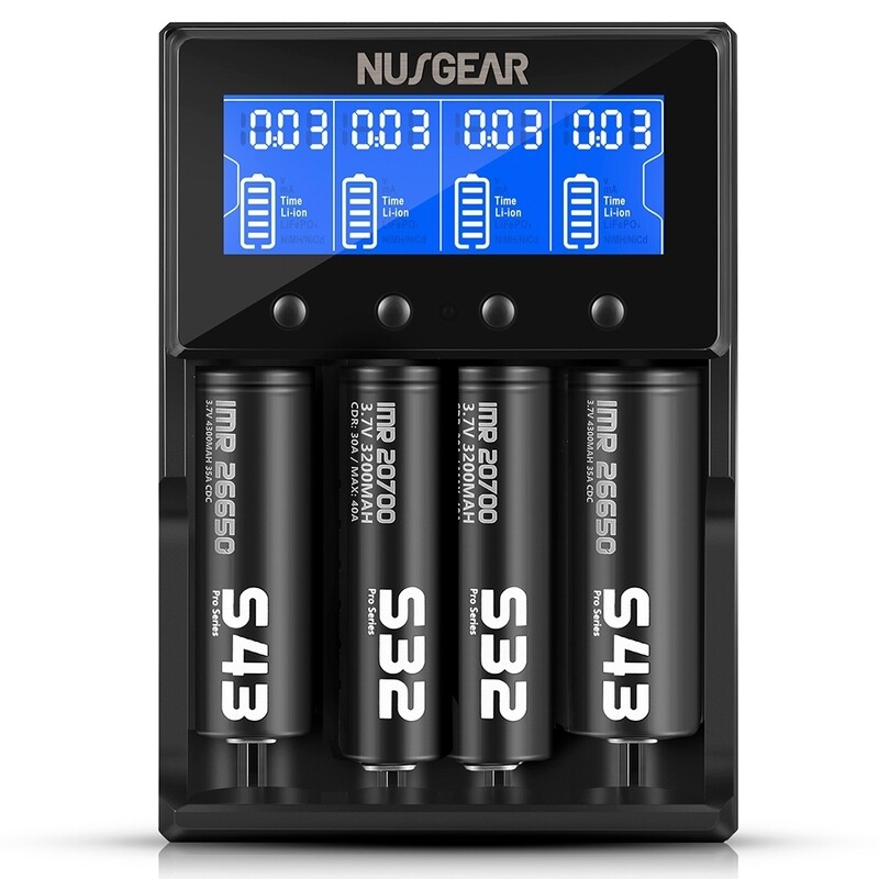 Nusgear Smart Battery Charger LCD Display for Li-ion / IMR / LiFePO4 / NiMH / NiCd