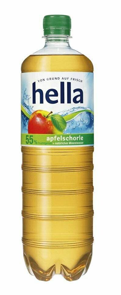 Hella Apfelschorle
(12x 0,7l PET FL 14,99 € inkl. MwSt. zzgl. Pfand)