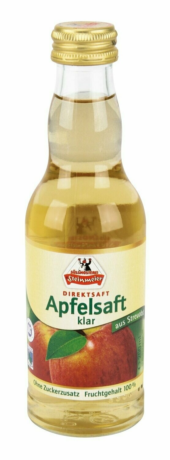 Steinmeier Apfelsaft klar
(12x 0,2l FL Glas 9,99 € inkl. MwSt. zzgl. Pfand)
