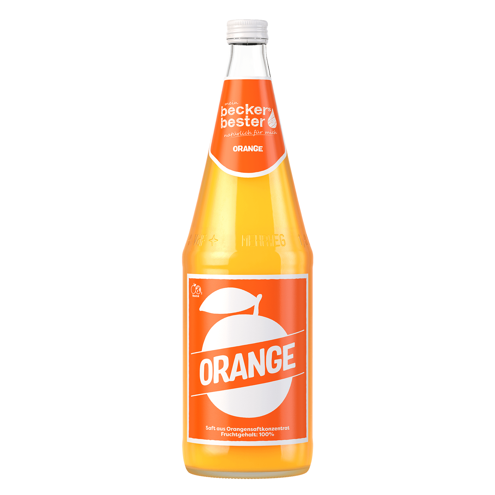 Beckers Bester Orange 100%     (6x 1,0l FL Glas     22,99 € inkl. MwSt. zzgl. Pfand)