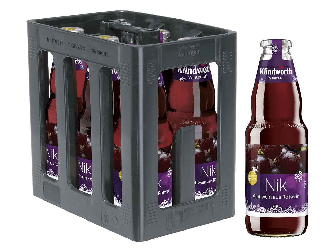 Klindworth Glühwein aus Rotwein NIK 6x 1,0l Glas FL Glas 14,49 € inkl.  MwSt. zzgl. Pfand