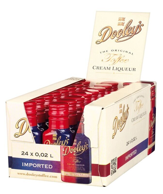 Dooley´s Toffee Sahnelikör 17 % vol. /24x 0,2l Flasche / 15,99€ Dooley´s Toffee Sahnelikör 17 % vol. /24x 0,2l Flasche / 15,99€