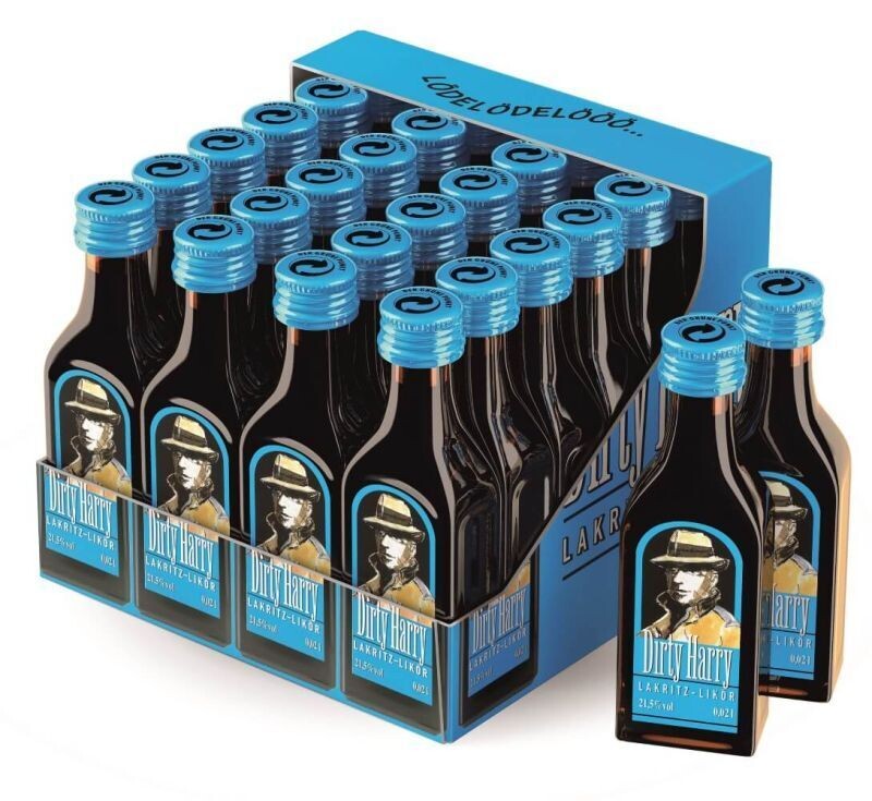 Dirty Harry Lakritz- Likör/ 21,5% vol. / 24x0,2l Flaschen / 16,99€ Dirty Harry Lakritz- Likör/ 21,5% vol. / 24x0,2l Flaschen / 16,99€