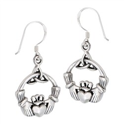 Sterling Silver Claddagh and Triquetra Earrings