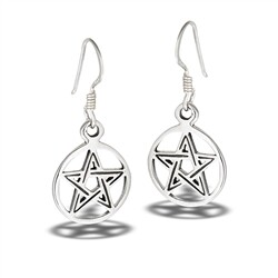 Sterling Silver Dangle Pentacle Earrings