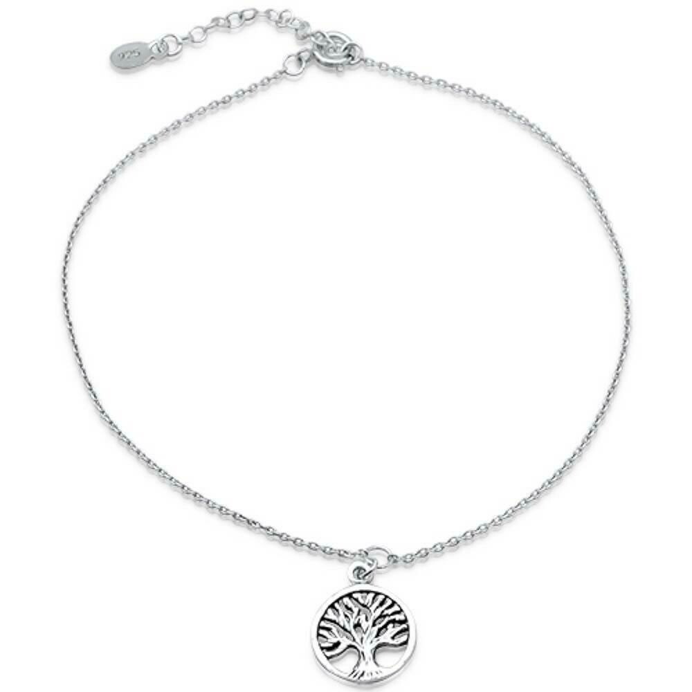 Sterling Silver Anklet 9&quot; Tree of Life