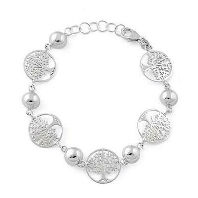 Sterling Silver Tree of Life Charm Bracelet 
