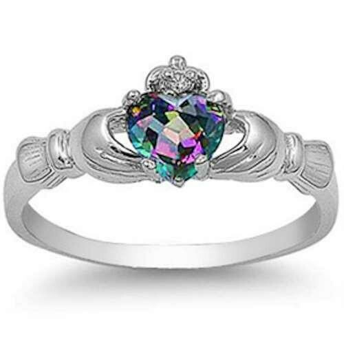 Mystic Topaz Claddagh Ring .925