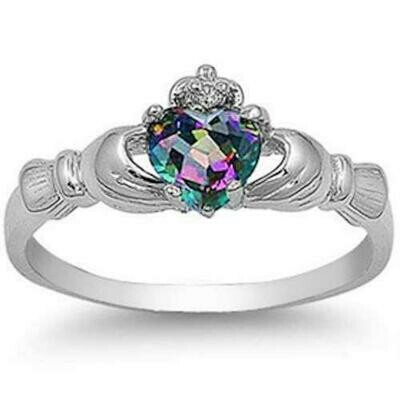 Mystic Topaz Claddagh Ring .925