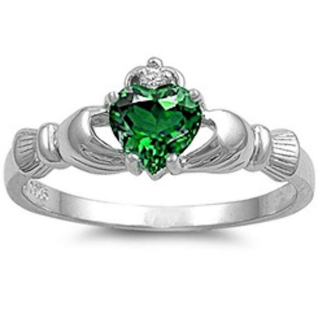 Emerald Claddagh Ring .925