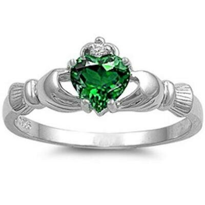 Emerald Claddagh Ring .925