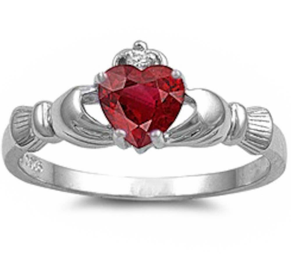 Ruby Claddagh Ring .925