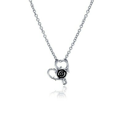 Stainless Steel Open Heart Center Rose Necklace
