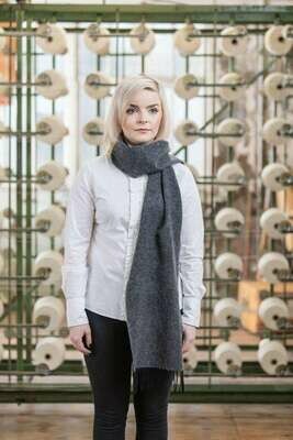 Gray Herringbone Lambswool Scarf