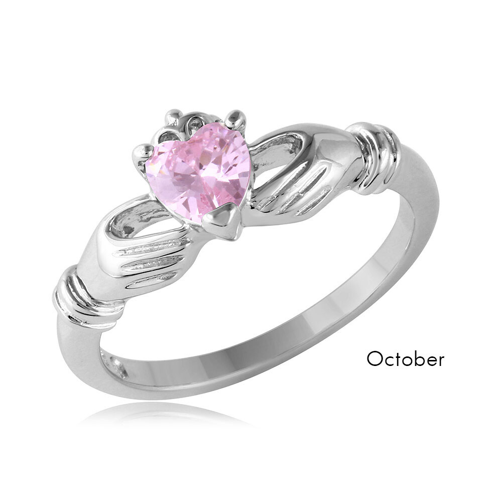 Pink Heart Claddagh Ring