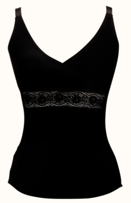 Lisa- Wrap Front Wire-free Camisole- Black
