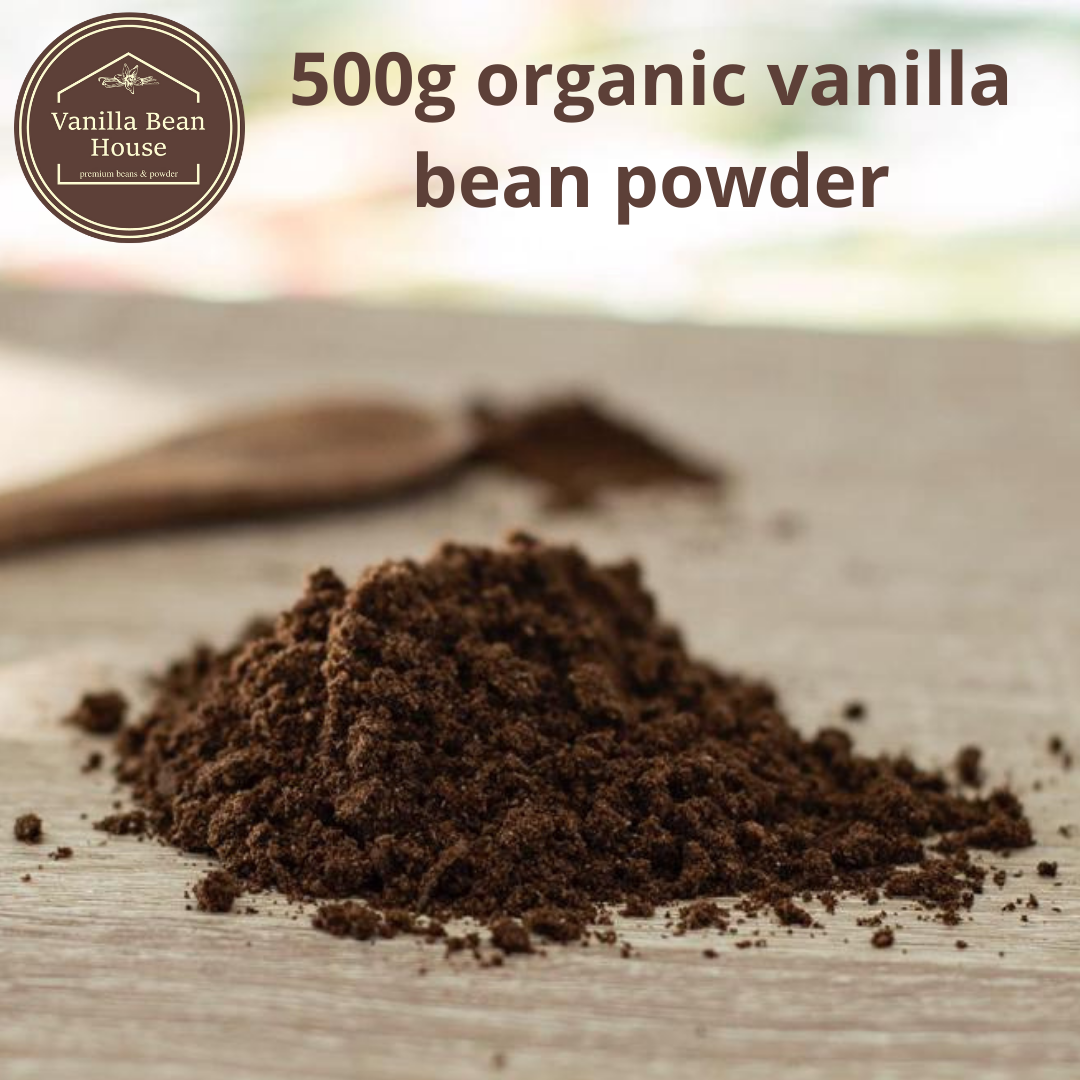 Vanilla Bean Powder - Organic 500g, eco-friendly card and compostable packaging