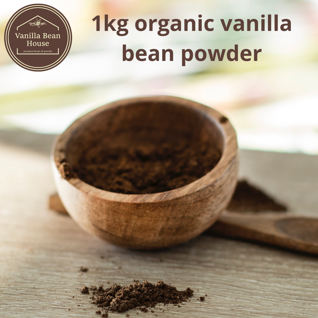 Vanilla Bean Powder - Organic 1kg, eco-friendly recycled card and home-compostable packaging