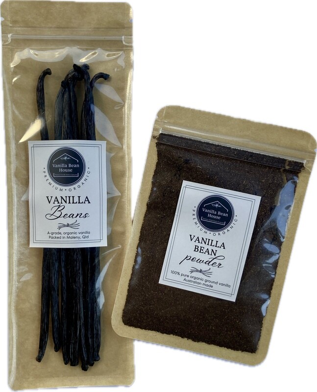 55g Value bundle - 30g of Organic GOURMET Vanilla Bean Pods &amp; 25g Organic Vanilla Bean Powder.