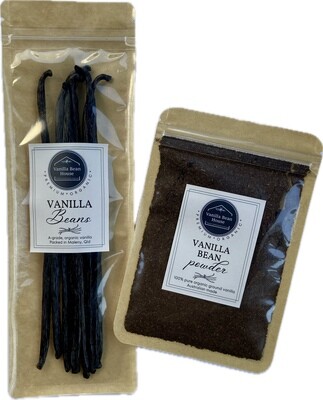 30g Value bundle - 30g of Organic Vanilla Bean Podss & 25g Ground Vanilla Bean Powder.