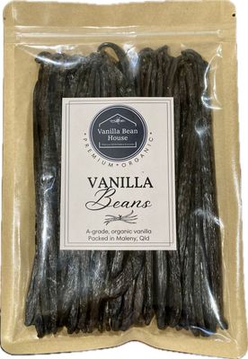 200g - Organic, GOURMET Grade Vanilla Bean Pods - 18cm length