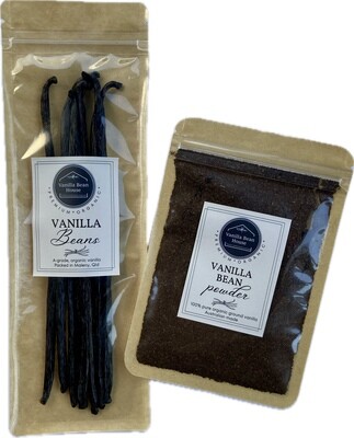 60g Value bundle - 30g of Organic GOURMET Vanilla Bean Pods &amp; 30g Organic Vanilla Bean Powder.