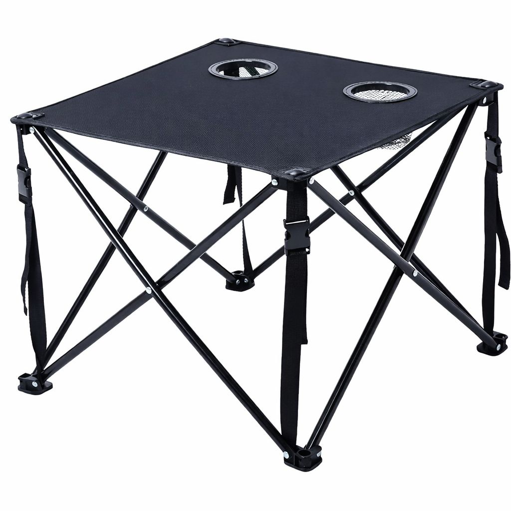 Mesa de tela con portavasos