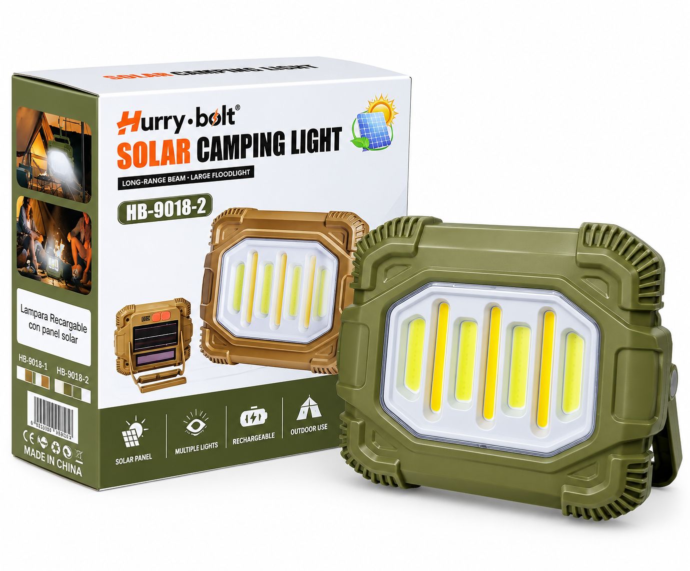 Lámpara de camping con panel