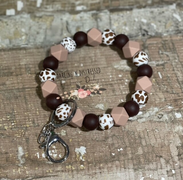 Brown Cow Inspired Keychain Wristlet