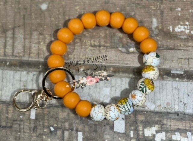 Mustard - Floral Keychain Wristlet