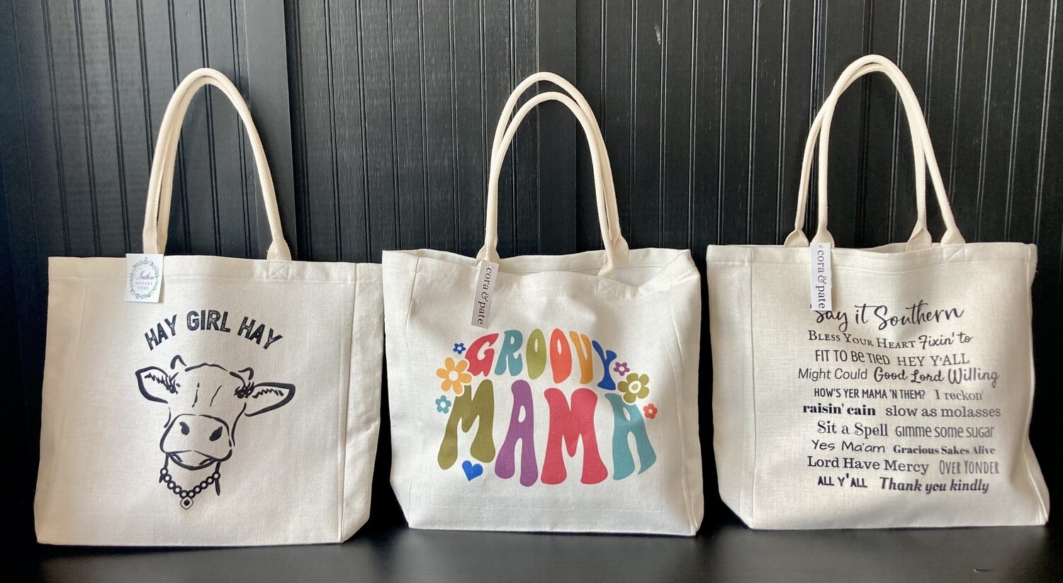 Cora &amp; Pate Tote Bags