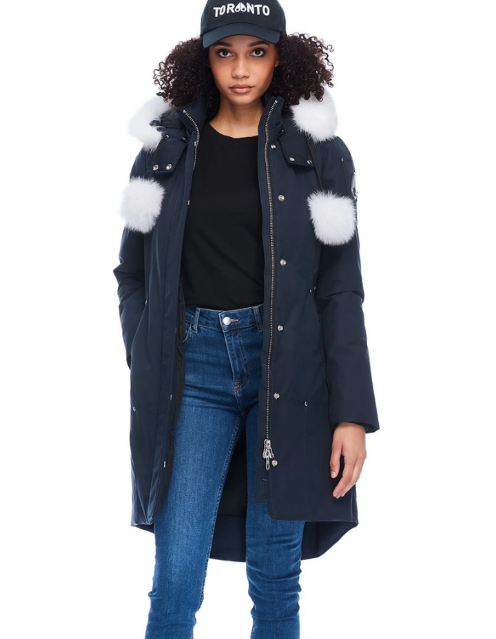 Moose Knuckles Women&#39;s Stirling Parka Navy w/Natural Fox