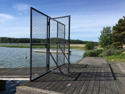 Laituriportti 3.2x2.3m, HDG, RAL 7024, lukkorungolla